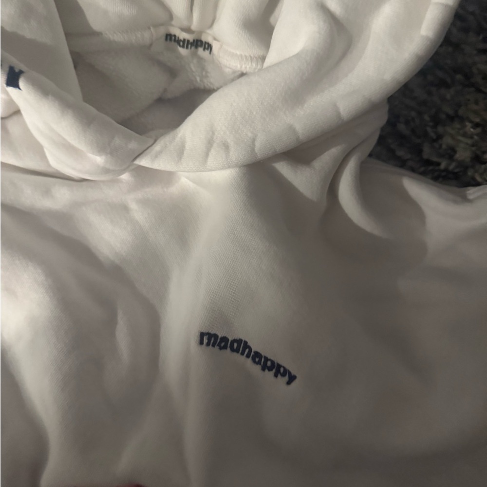 MADHAPPY HOODIE WHITE AND NAVY - Picture 4 of 6